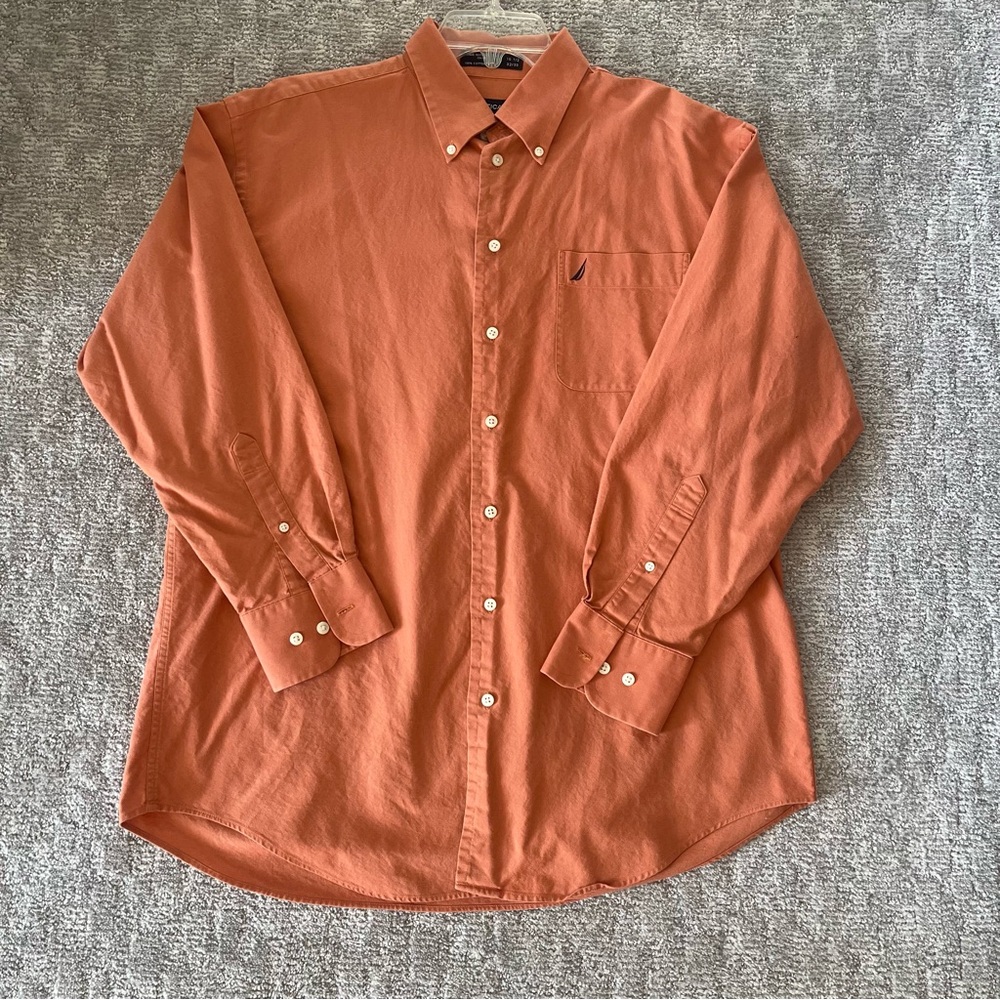 Nautica Men's Orange Vintage Oxford Polo Button-Down Shirt